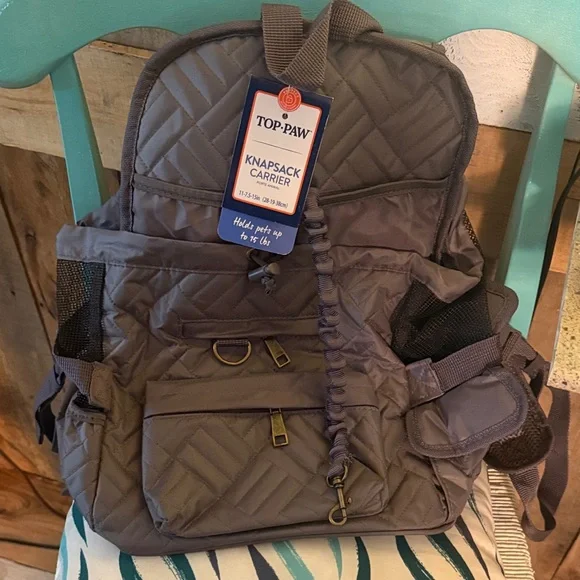 Top Paw Quilted Gray Backpack for Men