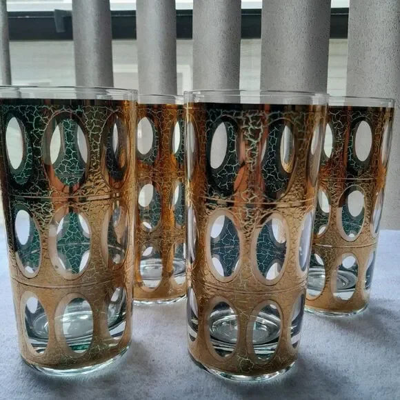 Culver 22k Gold Pisa Glasses RARE Set of 5