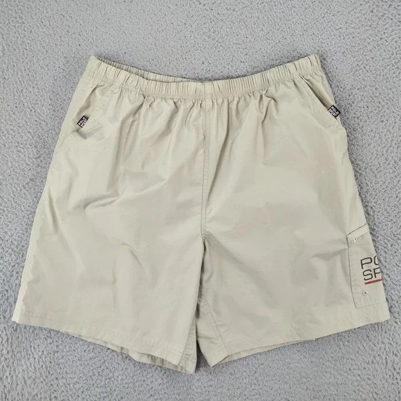 Polo Sport Board Shorts Mens XL Beige Mesh Lined Pocket Elastic Waist Drawstring