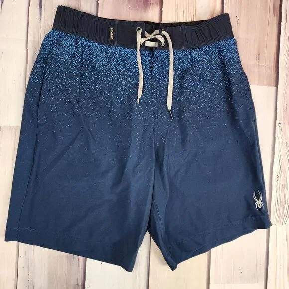 SPYDER Swim‎ Men's M Blue Lined Drawstring Swim Trunks Board Shorts Blue Clean