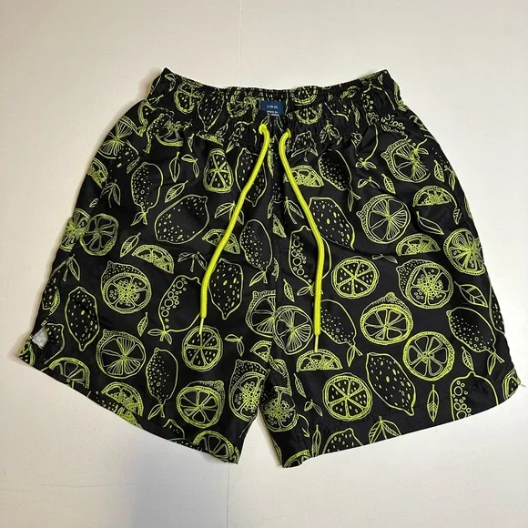 George Men’s Quick Dry Board‎ Shorts Swim Trunk Small 28-30 Lined Green Citrus