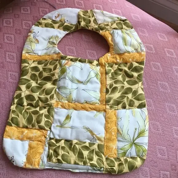 3/$25 or $12 each. Handcrafted Quilted Reversible Baby Bib in Botanical Prints