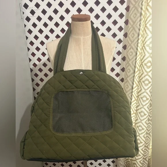 pet carrier Olive Quilted Fabric New with out tag