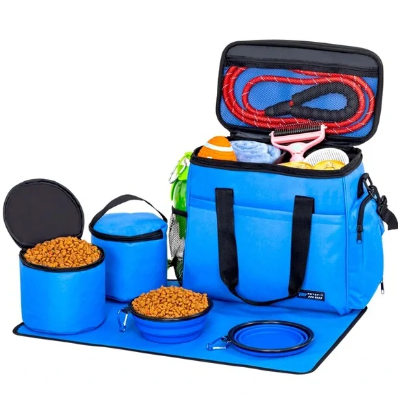 NWT Blue Pet Travel Bag + Accessories
