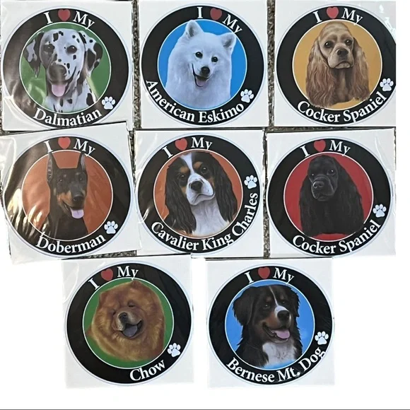 I Love My (Dog) Car or Fridge Circular Magnet - New ~ Great Gift