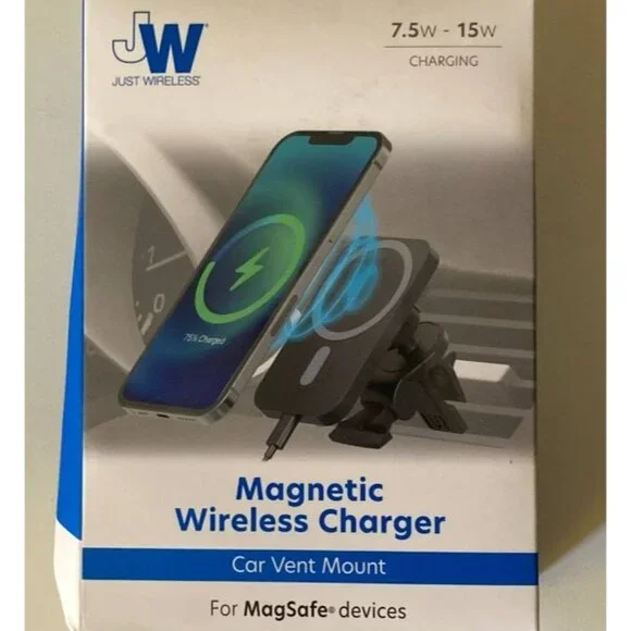 Just Wireless Magnetic Charging for MagSafe Charger Car Mount Black