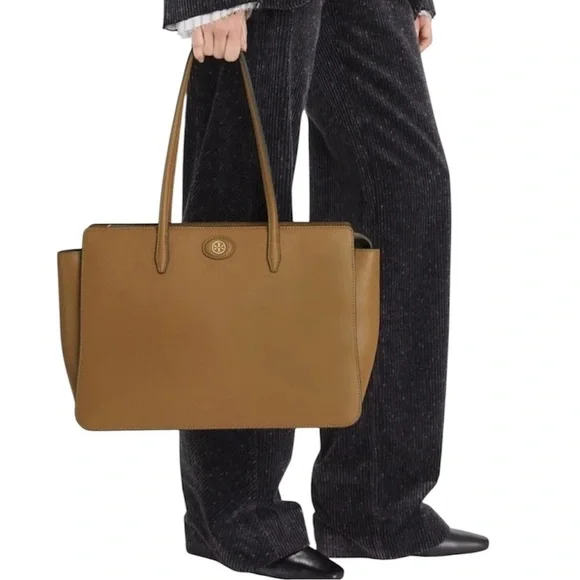 Tory Burch | Brown Robinson Pebbled Leather Tote