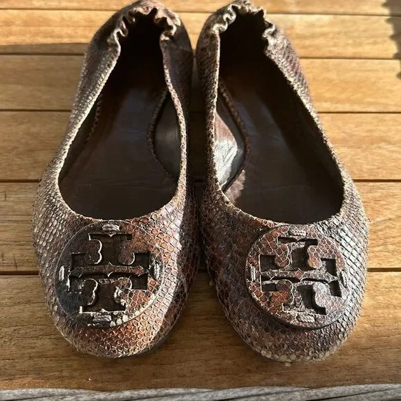 Tory Burch Snakeskin Flat Shoes 8