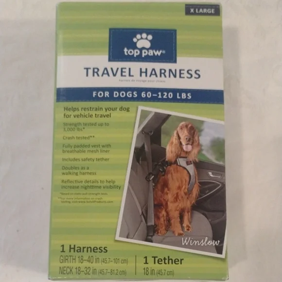 Top Paw Travel Harness - Blue and Green