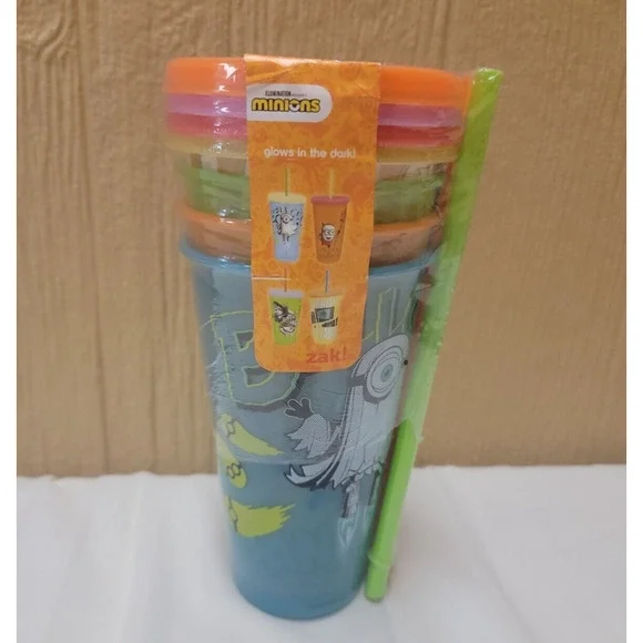 ZAK! Minions Glow In the Dark Tumblers Includes Matching Straws 4 pk 24 oz
