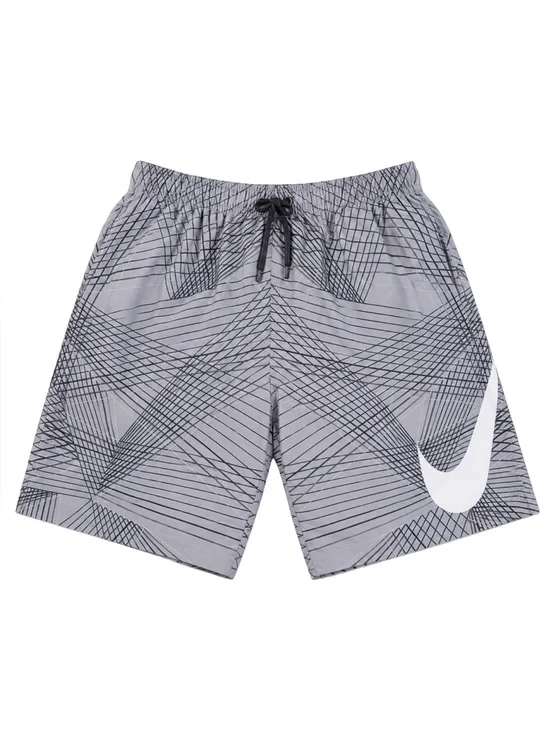 Nike Striped Breaker Volley Swim Trunks Gray Black S
