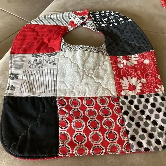 Hand Crafted Quilted Reversible Baby Bib