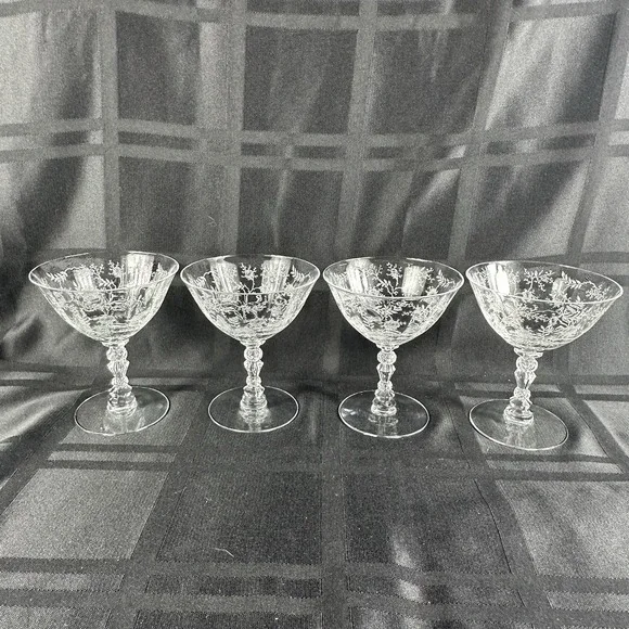 4 Fostoria Crystal Chintz 4 3/8