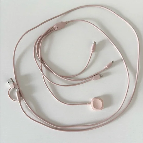 Multi charging cable apple watch USB C USB A Lightning Combo Adapter pink 6 ft