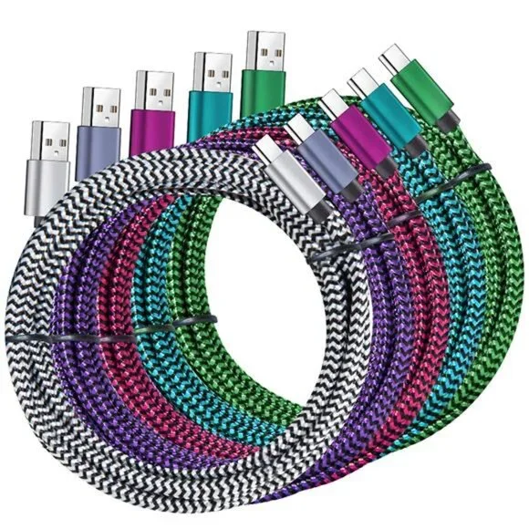USB Type c Cable, 5 Pack (6FT) Nylon Braided USB C Cables 3A Fast Charging
