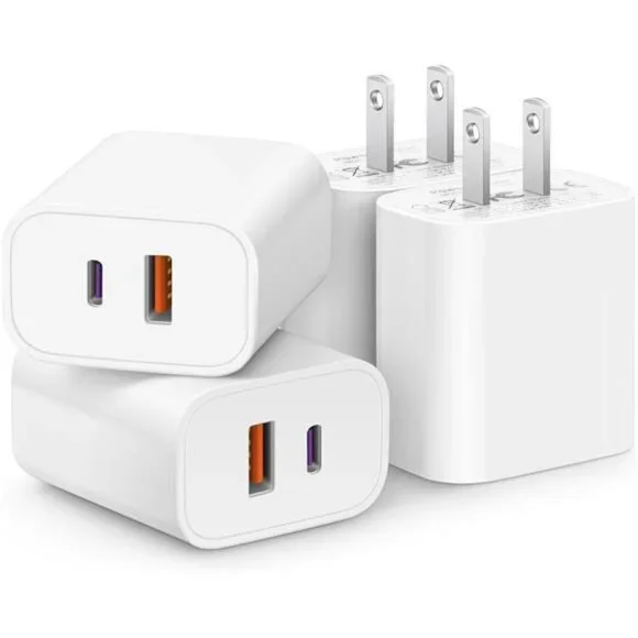 [4 Pack] USB C Charger Block Fast Charging Multiport Adpater [PD 20W USB-C & QC