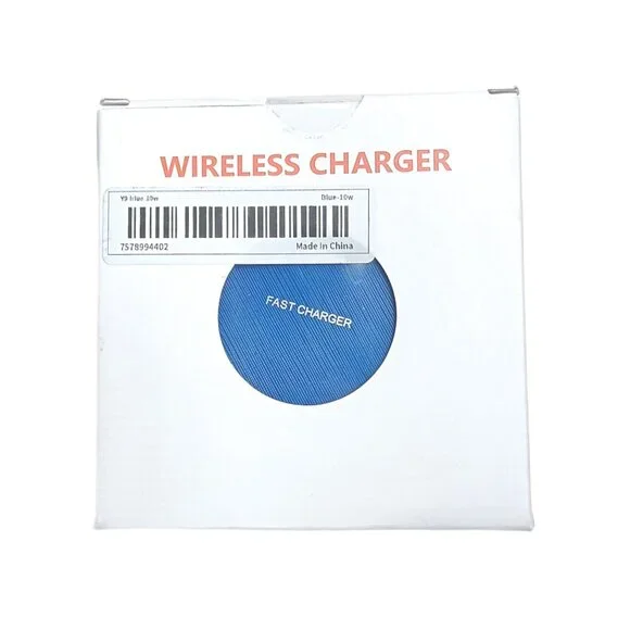 Wireless Charger Blue Round Universal 10W Fast Charge iPhone Samsung Google