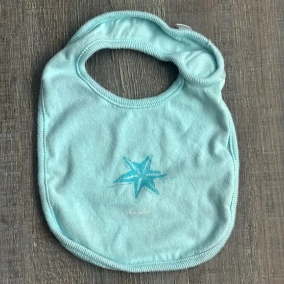 💞 Infant & Baby Turquoise Blue Reversible Organic Cotton “Sea Star” Bib