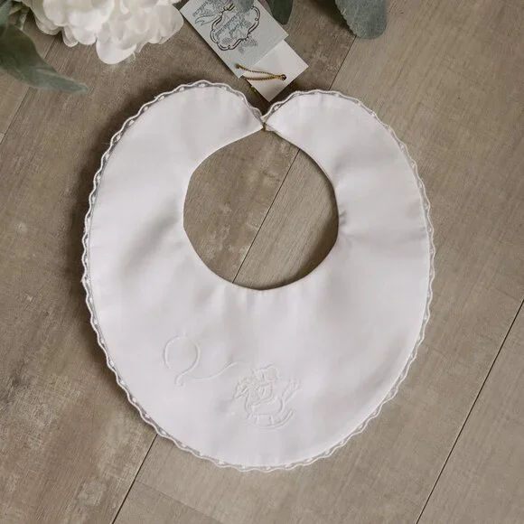 RARE TRIM White Heirloom Bib Cowboy on White Rocking Horse Feltman Brothers NWT