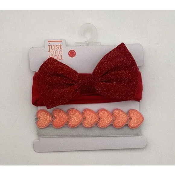 Just One You Baby Glitter Bow Headwrap Valentine's Day Headbands. NEW