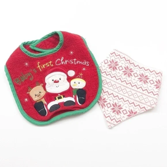 Little Wonders Baby’s First Christmas baby bib set