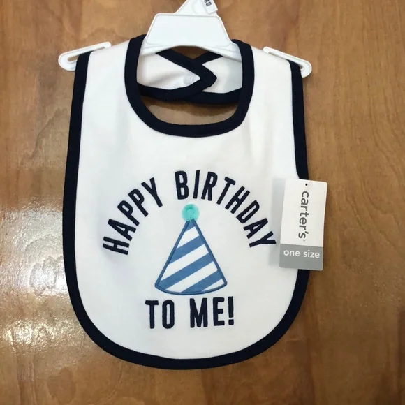 Baby’s Birthday Bib with snap closure stay dry water resistant