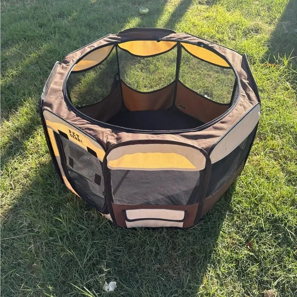 Portable Brown and Black Pet Playpen by