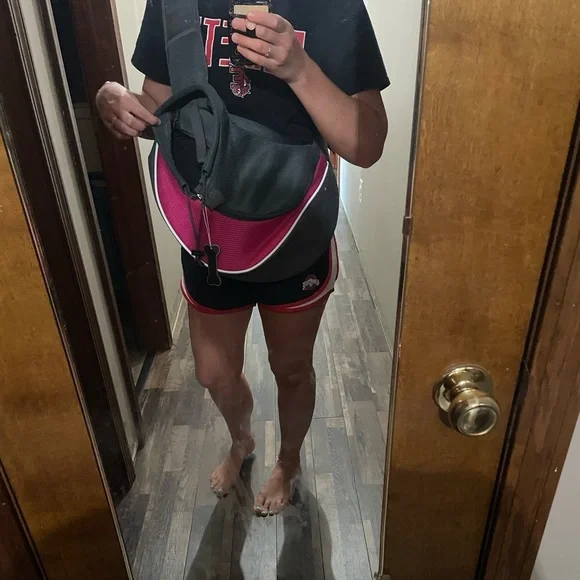 Women's Black and Red Athletic Shorts