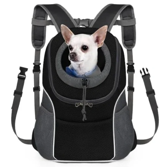 Deluxe Pet Travel Backpack - Black and Gray