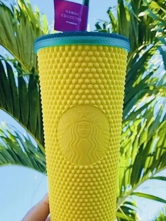 NWT Starbucks Hawaii Collection Yellow Studded Tumbler Limited Edition