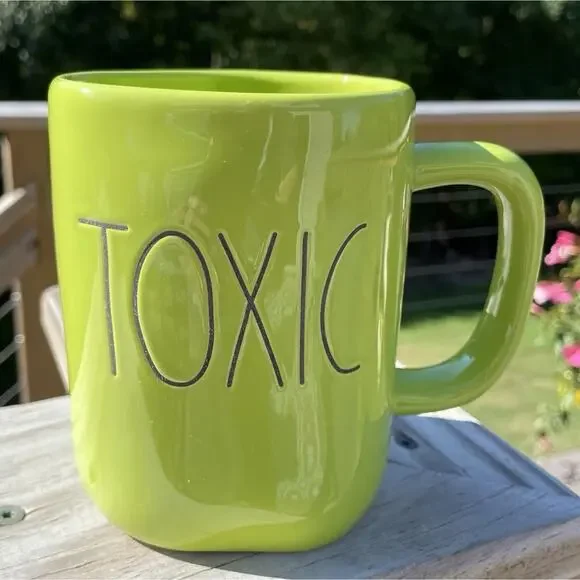 Rae Dunn TOXIC Large Ceramic Mug 18oz Green Artisan Collection Halloween Coffee