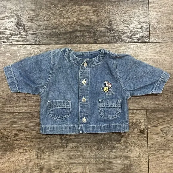 Vintage Carter’s Classics Denim Long Sleeve Shirt Hey Diddle Diddle Cow Moon 0-3