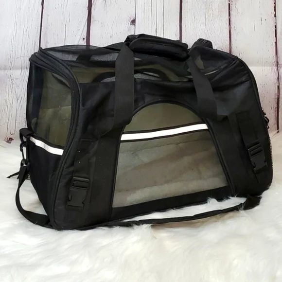 Soft Kennel Crate Small Pet Travel Bag Black Mesh Washable Removable Pad Airline