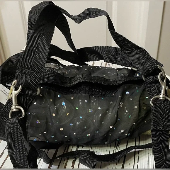 Black Sequin Puppy Purse and Harness X-Large