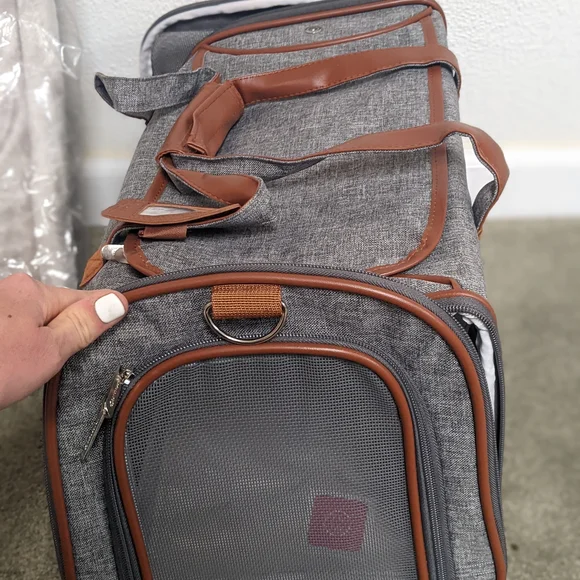Gray and Brown Pet Carrier for Travel