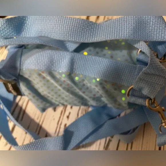 Blue with blue metallic Sequins Puppy Purse and Harness. X-Large