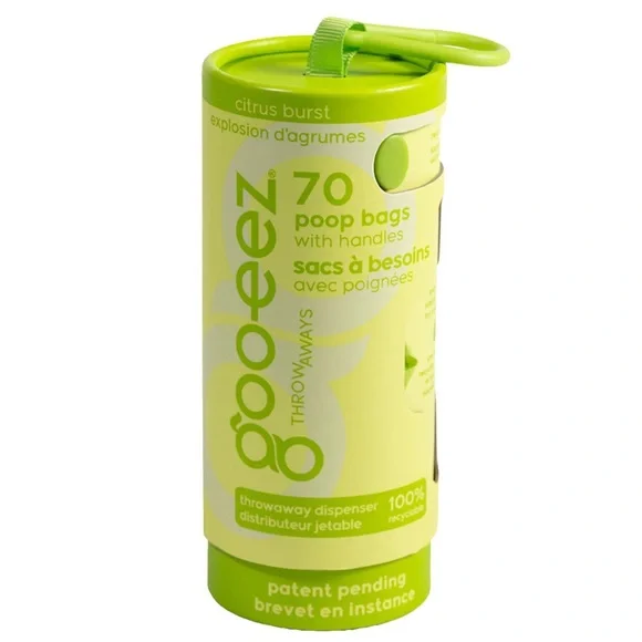 Goo-eez Throwaways Poop Bag Dispenser - Citrus Burst (70 Bags) Lot of 6