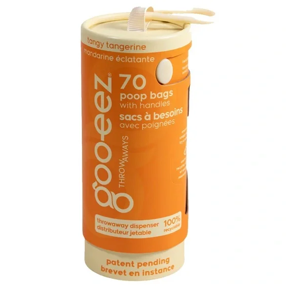 Goo-eez Throwaways Poop Bag Dispenser - Tangy Tangerine (70 Bags) LOT of 6