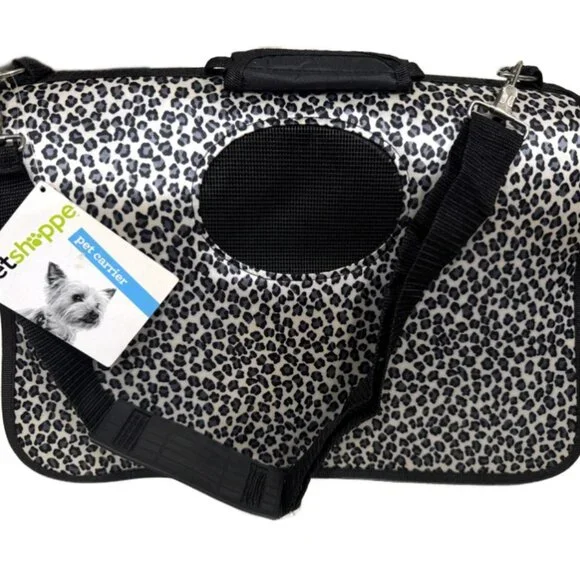 Dog Cat Carrier Animal Print Soft Sided Pets Portable Folding Polyester Bag