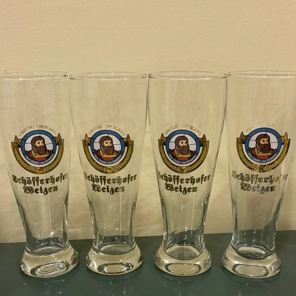 Schofferhofer Weizen Branded Tall Beer Glass - Clear (Set of 4)