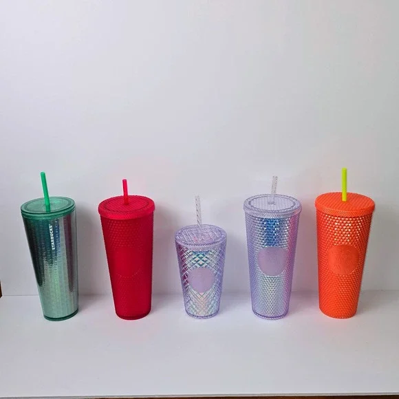 Starbucks Tumblers Reusable Cups Diamond Studded Venti Cold Cups With Straws Lot