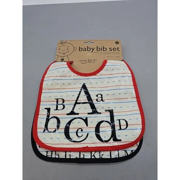 NEW Sugarbooger Mini Bib Gift Set of 2 Vintage‎ Alphabet New
