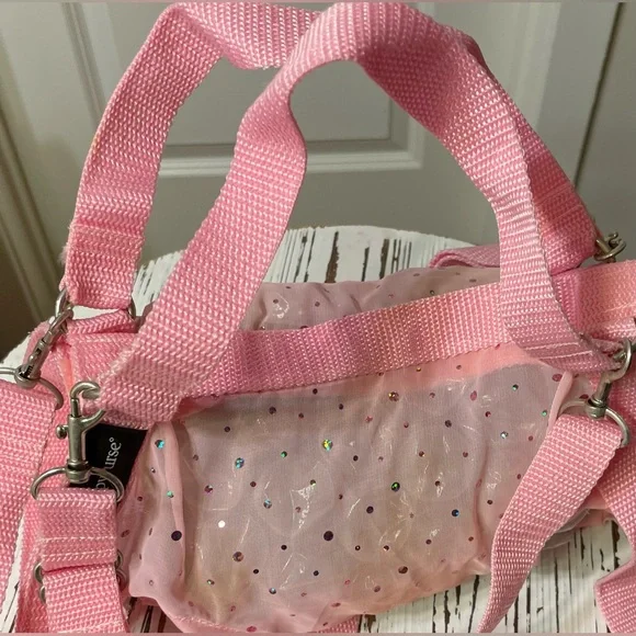 Pink Puppy Purse and Harness with Glitter Accents. X-Large