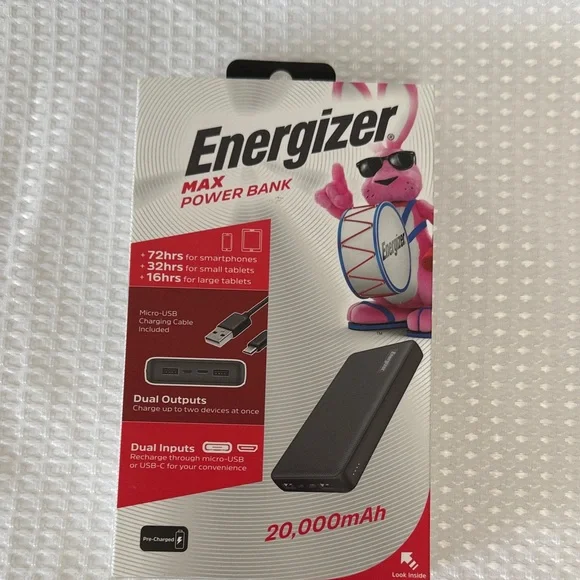 Energizer Max Power Bank 20,000mAh Wireless High Capacity Last up to 72 Hours