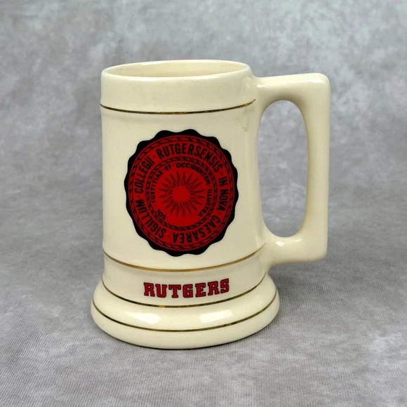 Vintage Rutgers University Ceramic Beer Stein Gold Trim USA Made College Mug