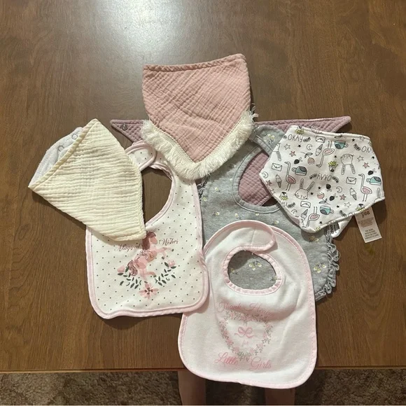 4$20 Bundle of baby girl bibs