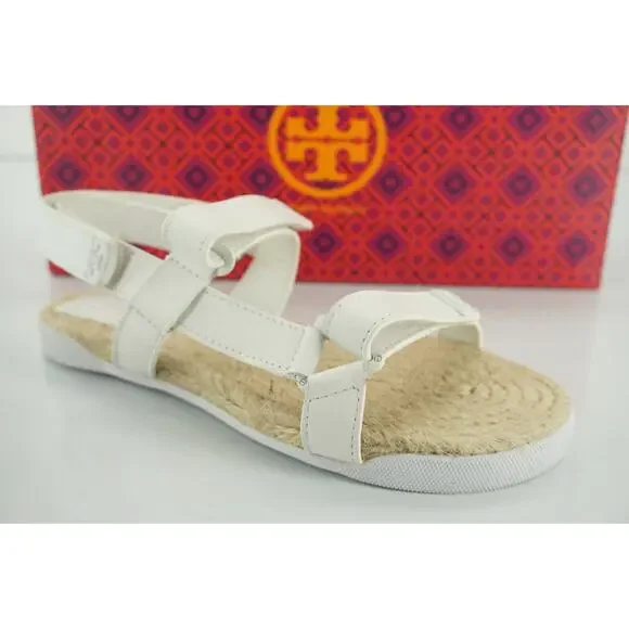 Tory Burch Bumper Espadrille Flat Beach Sandals Size 5.5 Hook Loop NIB Rope
