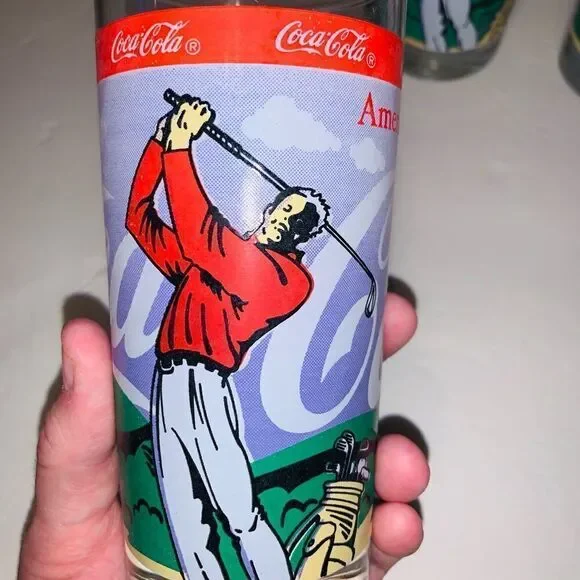 Vintage 1980s Coca Cola Golf Glasses Set of 4