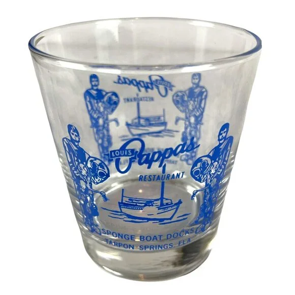 Vintage Louis Pappas Restaurant Sponge Boat Docks‎ Tarpon Springs Florida Glass
