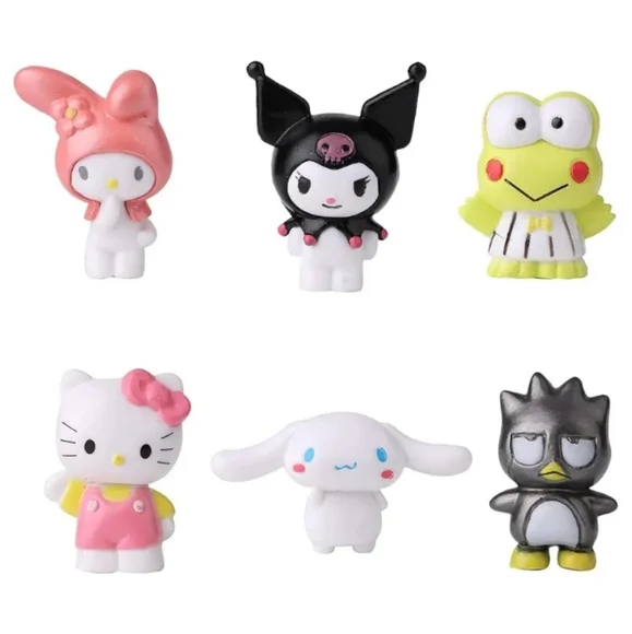 Hello Kitty Cute Character Mini Figurine Set Of 6 NWT